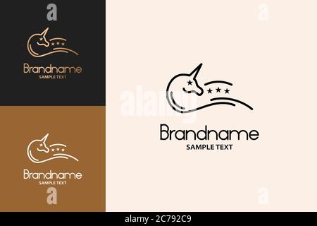Unicorn Logo Line Style Design Concept. Stock Vector