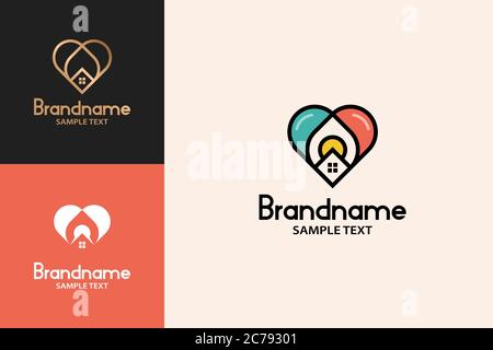Love House Logo Design Concept. Stock Vector