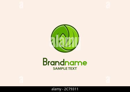 Circle Leaf Logo Design Concept Template. Stock Vector