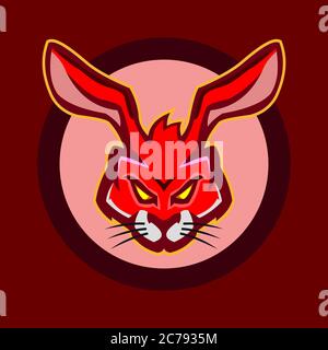 Red rabbit logo mascott - vector illustration Stock Vector