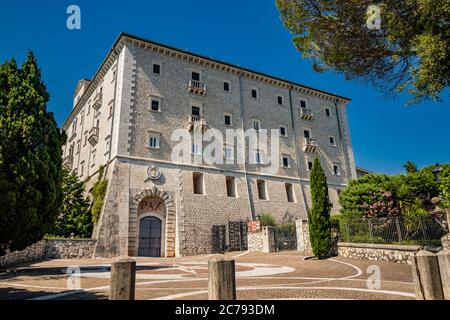 July 3, 2020 - Montecassino Abbey, Cassino, Italy - Benedictine monastery located on the top of Montecassino is the oldest monastery in Italy. The mai Stock Photo
