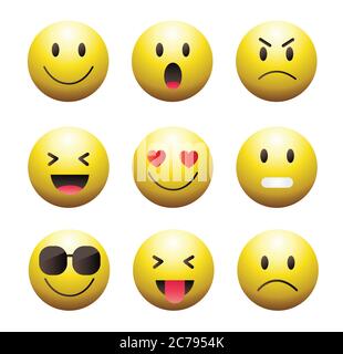 High quality emoticons isolated on a white background.Emoticons set.Emoji collection vector illustration.Yellow smiley.Emoji.Emoticons. Stock Vector