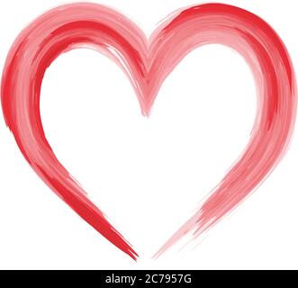 red watercolor heart shape outline vector illustration isolated on white Stock Vector