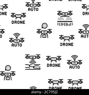Drone Fly Quadrocopter Seamless Pattern Vector Stock Vector