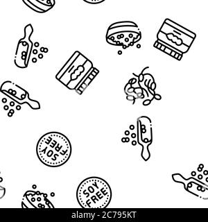 Soy Bean Food Product Seamless Pattern Vector Stock Vector