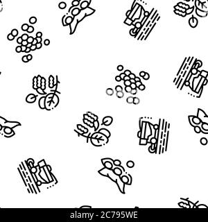 Soy Bean Food Product Seamless Pattern Vector Stock Vector
