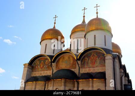 Cathedral of the Dormition a Russian Orthodox church on the north side of Cathedral Square of the Moscow Kremlin Russia Stock Photo