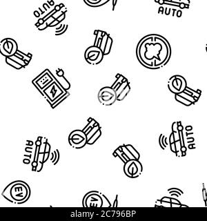 Electric Car Transport Seamless Pattern Vector Stock Vector