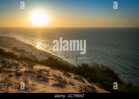 Sunset view from above the famous dune of Ponta Grossa Beach, Icapui, Ceara, Brazil Stock Photo