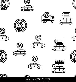 Electric Car Transport Seamless Pattern Vector Stock Vector