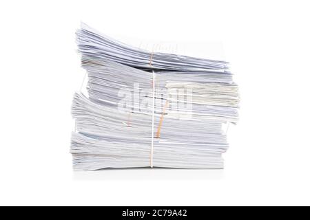 Stack of Documents isolated on white background. Documents pile. Stock Photo