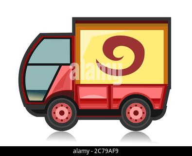 Little car truck. Vector. Flat. Cargo services. Cartoon.Dispatch machine shipment. Auto freight. Delivery consignment. A small truck for transporting Stock Vector