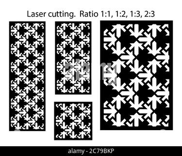 Lazer patterns kit. Set of decorative vector panels for lazer cutting. Template for interior partition in arabesque style Stock Vector