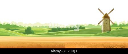 Windmill isolated on white background hand drawn sketch style ...