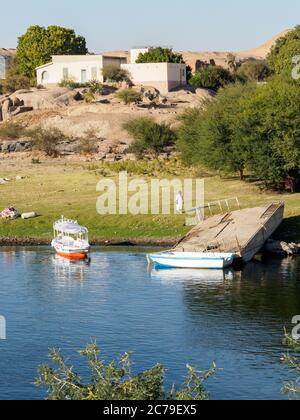 nubian culture in aswan on a island of river nile Stock Photo