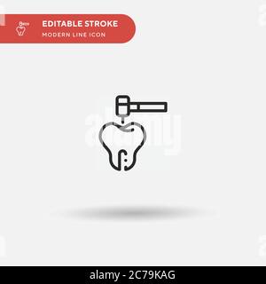 Tooth Drill Simple vector icon. Illustration symbol design template for web mobile UI element. Perfect color modern pictogram on editable stroke. Toot Stock Vector