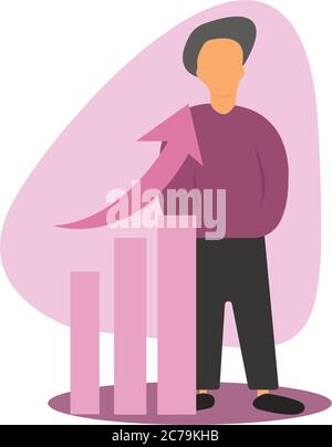Man making presentation with diagrams showing growth Stock Vector
