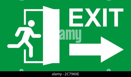 Emergency exit sign. Man running out fire exit Stock Vector Image & Art ...
