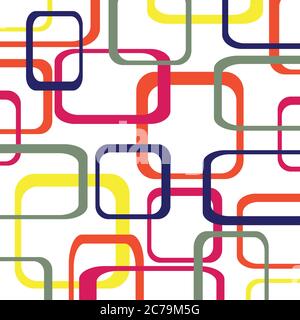 Retro color vector pattern background with squares - rounded . Stock Vector