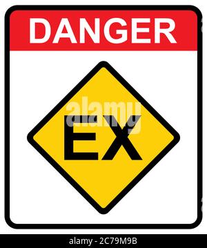 Explosive EX icon, danger symbol isolated on white background. Vector hazard sign . Stock Vector