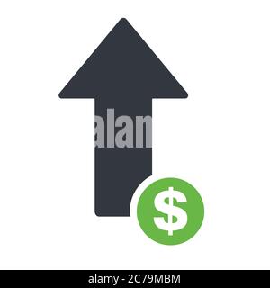Dollar arrow up line icon. increase banking, finance, profit concept . Stock Vector