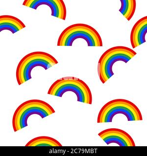 Rainbow decorative seamless pattern isolated on white background. Modern decoration, vector . Stock Vector