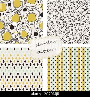 Colorful patterns in retro colors Vector illustration can be used for ceramic tile, wallpaper, textile, invitation, greeting card, web page background Stock Vector