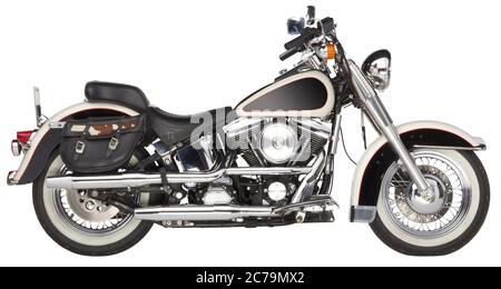 Vintage style Harley-Davidson cut out on white background Stock Photo