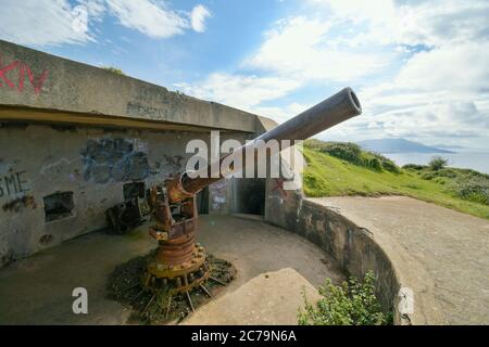 Old anti-aircraft defenses of the iron belt in Punta Lucero Stock Photo