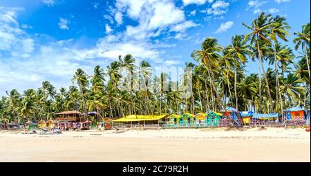 Beach huts on Palolem Beach in Goa Stock Photo