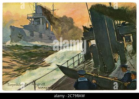 WW1 German photo postcard of warships at sea WW1 German photo postcard of warships at sea