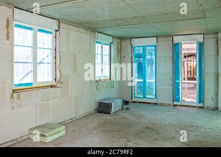 Interior construction site of a new house Stock Photo