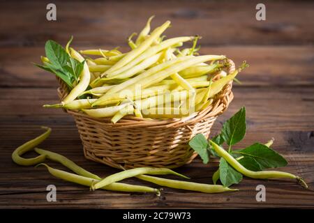 Fresh beans in the basket Stock Photo