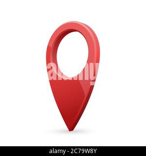 Glossy red realistic modern map pointer. Map pointer 3d pin. Stock Vector