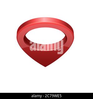 Glossy red realistic modern map pointer. Map pointer 3d pin. Stock Vector