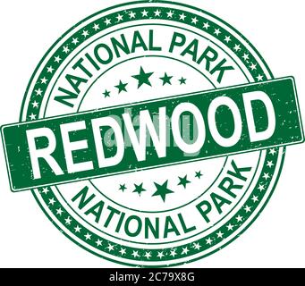 rubber stamp Redwood National Park, California vector illustration Stock Vector