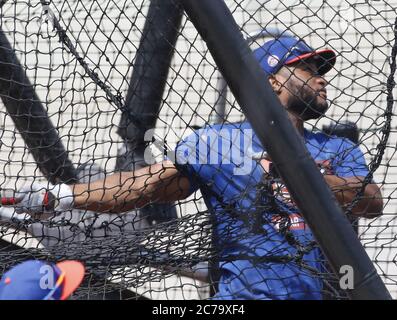 Washington, United States Of America. 30th Mar, 2019. New York Mets second  baseman Robinson Cano (24) in the dugout prior to the game against the  Washington Nationals at Nationals Park in Washington