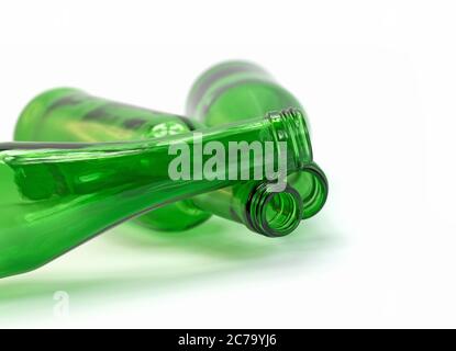 Old empty glass bottles for recycling Stock Photo