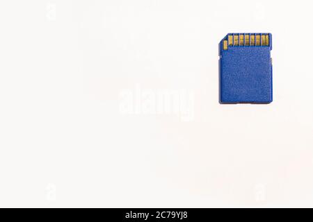 Blue SD memory card isolated on white background. Media SD memory card isolated on white background Stock Photo