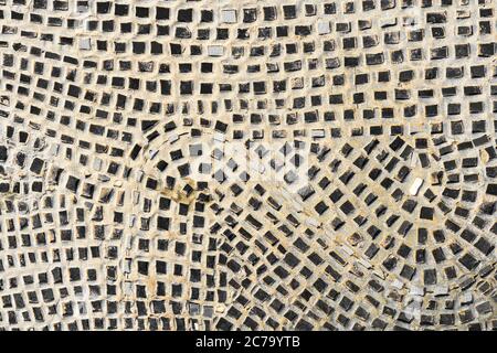 old Abstract black and white Mosaic Pattern on a white background. Abstract mosaic colored ceramic stones Stock Photo