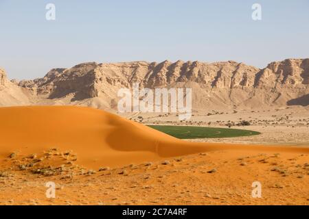 Beautiful red sand dunes south of Riyadh in Saudi Arabia Stock Photo