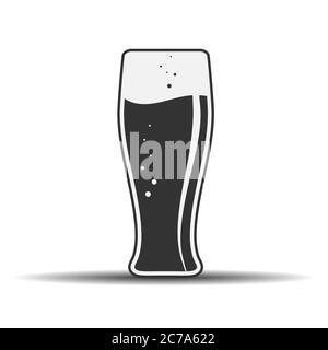 glass of beer for stickers, banners, logos, stickers, and theme design. Simple vector illustration isolated on a white background Stock Vector