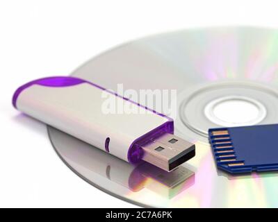 Various storage media for computer data Stock Photo