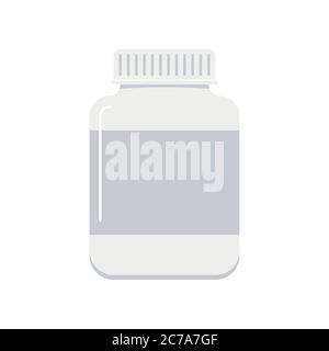 White plastic medical pills container icon isolated on white background. Stock Vector
