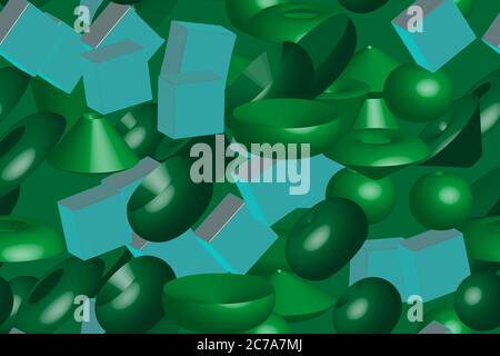 Abstract Color Volume Shapes 3D Seamless Pattern Stock Vector