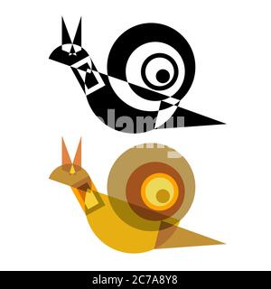 cute cartoon black and white snail vector illustration for coloring art ...