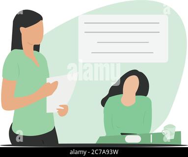 Female colleagues working on a new project in the office Stock Vector