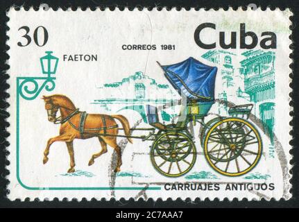 CUBA - CIRCA 1981: stamp printed by Cuba, shows carriage, circa 1981 Stock Photo
