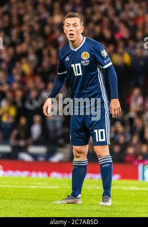 Glasgow, Scotland, United Kingdom – September 6, 2019. Scotland national football team midfielder Callum McGregor during UEFA Euro 2020 qualification Stock Photo