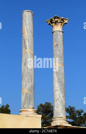 Merida, Badajoz Province, Extremadura, Spain. Marble bath tub in the first century BC Roman ruins. UNESCO World Heritage Site. Stock Photo